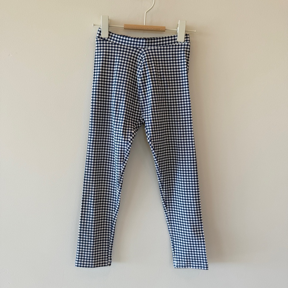 NWT Zara Girls Blue Gingham Leggings Size 6 Cotton Stretch - Picture 2 of 4